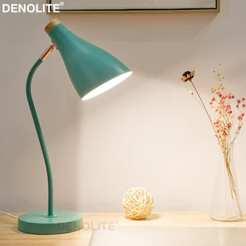 

DENOLITE Study Desk Lamp White Black Green Pink 270Degree Rotation Metal Table Light With ON/OFF or Dimmer Switch