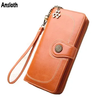 

Ansloth Classic Women's Day Clutches Fashion Thread PU Leather Long Wallet Phone Hand Bags Vintage Lady Mini Purse Clutch HPS412