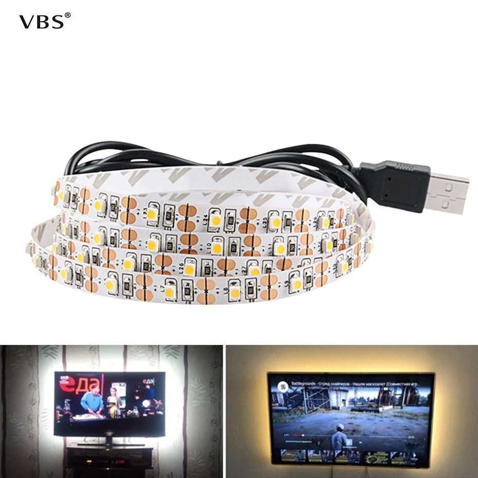 Белый/теплый белый/RGB USB 5 в Светодиодная лента светильник 1 м 2 м 3 м 4 м 5 М HD ТВ Настольный экран фон Смещенный светильник ing A1