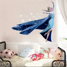 Мультфильм королева Эльза снежинки наклейки на стену для детской комнаты украшения дома Diy наклейки для девочек фотообои с героями аниме искусство Замороженный фильм плакат