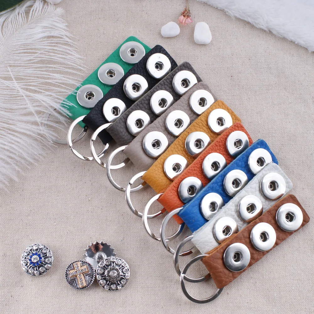 

Partnerbeads 3 Button PU Leather Key Chains Rings Holder For Car Keyrings KeyChains For Man Women High Quality Gift KB9017