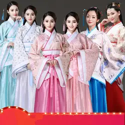 Древний китайский костюм женская одежда халаты Традиционные Красивые Танцы костюмы хан династии Тан платье Hanfu фея