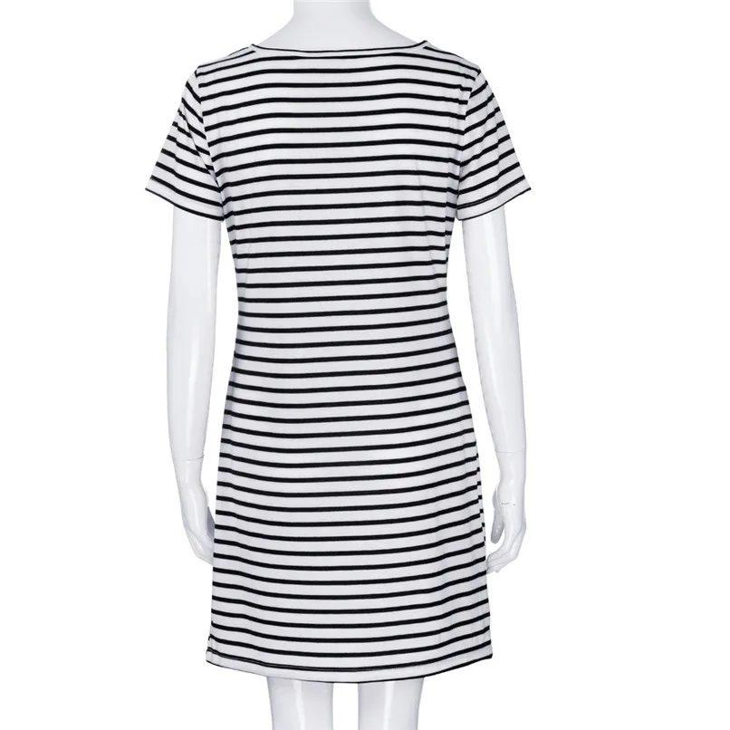 Maternity Clothes Fashion Women Pregnants O-Neck Stripe Short Sleeve Nursing Maternity Dress Pregnancy Dress Casual Dress JE04#F (21)