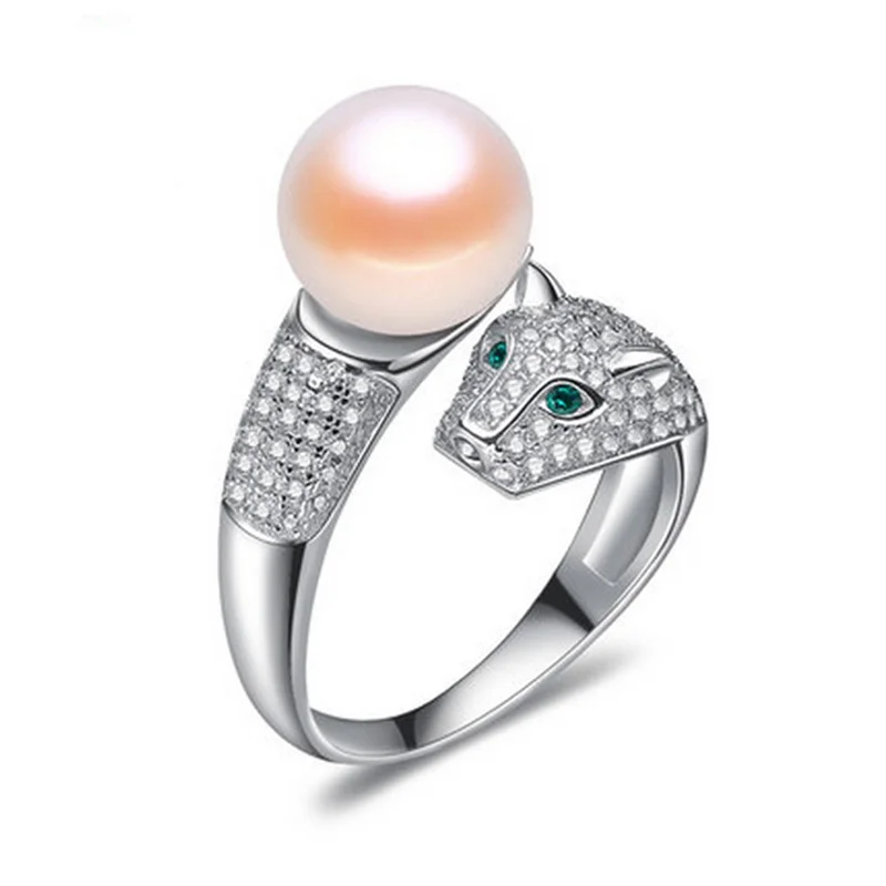 

Fashion Pearl Jewelry Of Silver Leopard Pearl Ring Natural Freshwater Pearl 925 Sterling Silver Jewelry For Women Free shipping