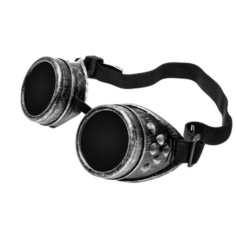 Сварка кибер круглые очки Готический стимпанк Косплей антикварная вещь, викторианский Косплей - Цвет: Silver Grey