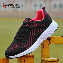 WWKK осенние кроссовки для женщин обувь Воздухопроницаемая сетчатая уличная мокасины для прогулок досуг спортивная женская обувь женские tenis feminino
