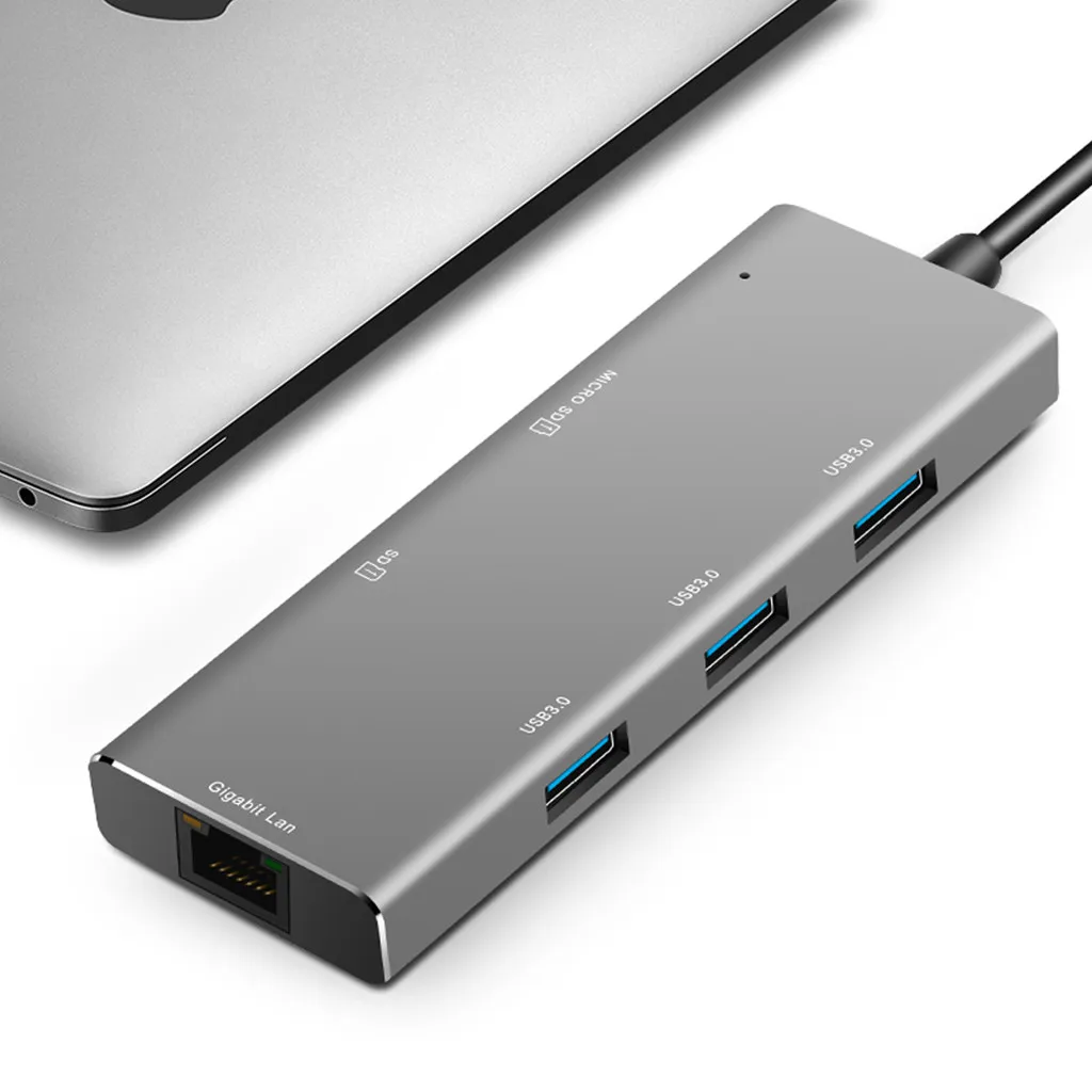 7 в 1 хаб USB3.0 гигабитный сетевой Интерфейс SD TF для Тип-с такими, как AKCBOOK