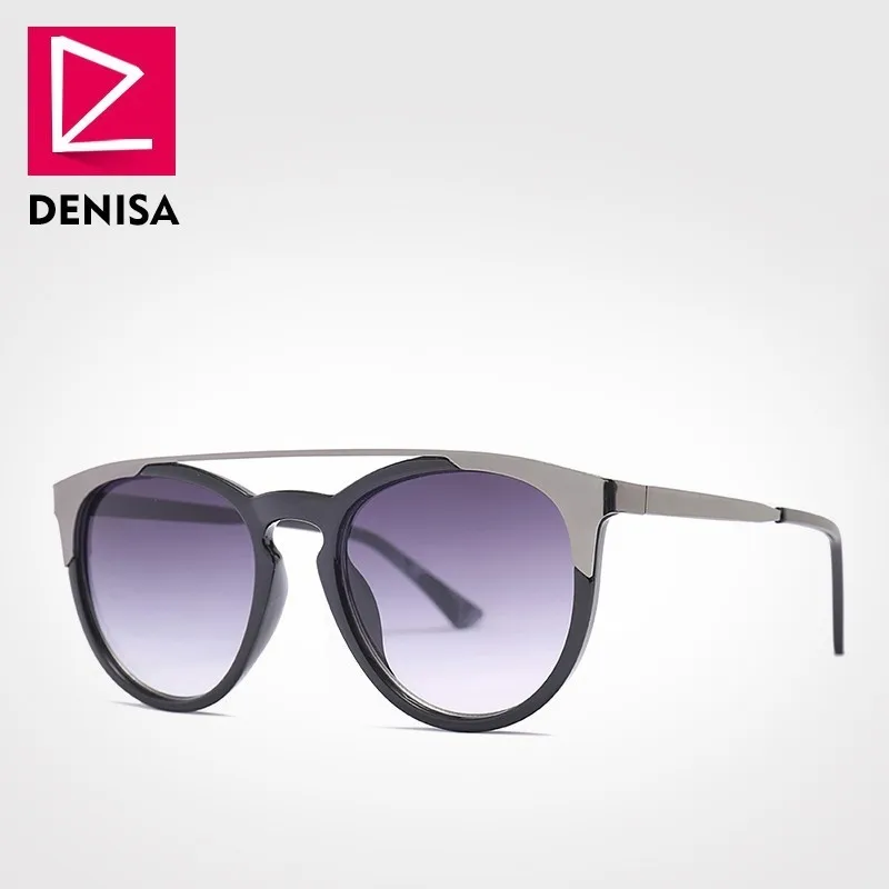 DENISA/Роскошные брендовые дизайнерские женские солнцезащитные очки с кошачьим глазом, новые высококачественные женские солнцезащитные очки, винтажные очки, UV400 G2002 - Цвет линз: Gray Sunglasses