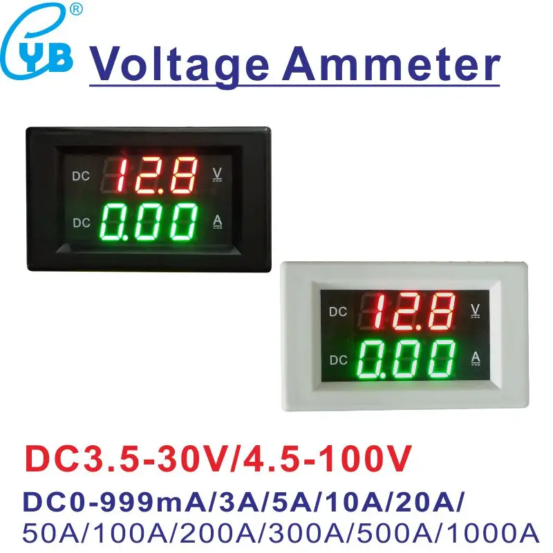 

YB4835VA DC Digital Voltmeter Ammeter 3.5-30V 4.5-100V LED Display Voltage Current Meter Volt Amp Panel 999mA 10A 20A 50A 100A