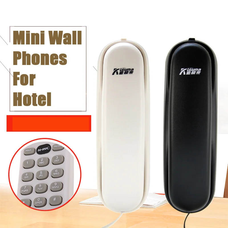 

FSK/DTMF Mini Wall Mount Landline Cored Phone Fixed Telephones Extension Landline Telefon With Redial Home Hotel Black White