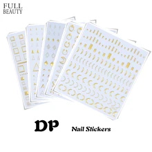 Полная красота 1 лист золотой дизайн ногтей 3D наклейки блестящее украшение сердце крест наклейка с алмазом для ногтей персонализировать DIY CHDP325-348