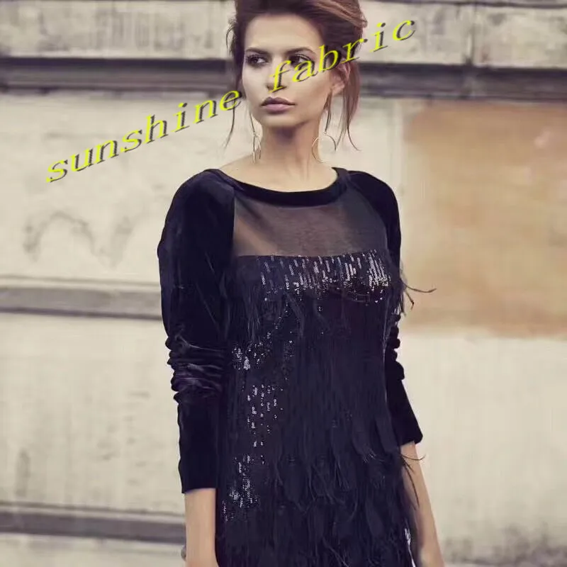 

New fashion sequin embroidery mesh tulle african lace fabric for wedding dress/evening dress,ship by dhl
