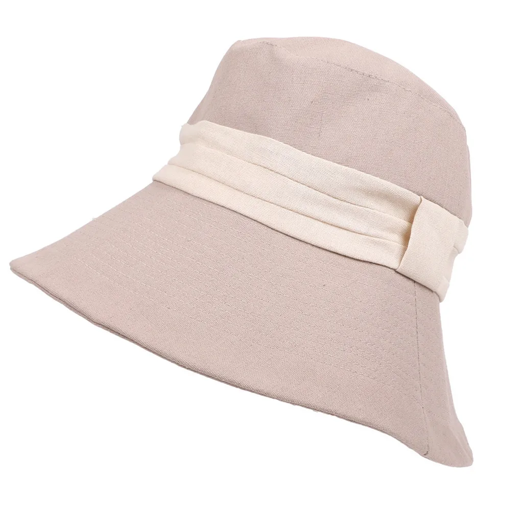Хлопок Женская Весенняя и летняя шляпа женская s хлопок широкий с полями, солнце шляпа летнее пляжный отдых белая Гибкая шляпа L408A - Цвет: GY