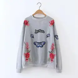 2017 г. Новая Осенняя Женская пуловер sweatershirt принт патч женский Sweatershirt высокое качество ZL817