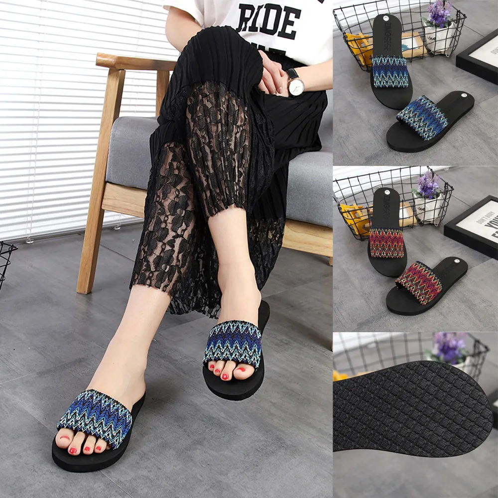 

Female Shoes Women National Style Summer Sandals Indoor Outdoor Flip-flops Casual Beach Shoes D#