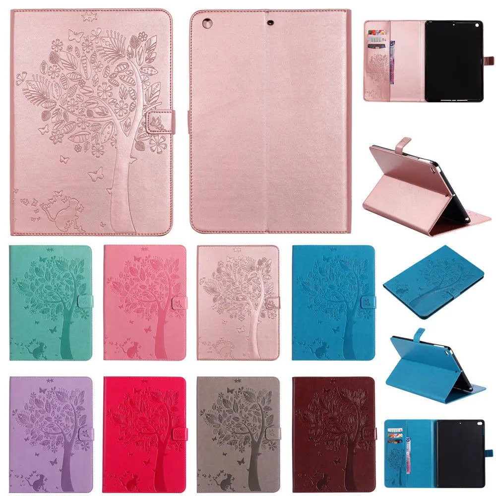 

For Samsung Galaxy Tab A SM-T550 SM-T555 9.7 Case Cat Tree Embossed PU Leather Stand Case with Auto Wake/Sleep Smart Cover