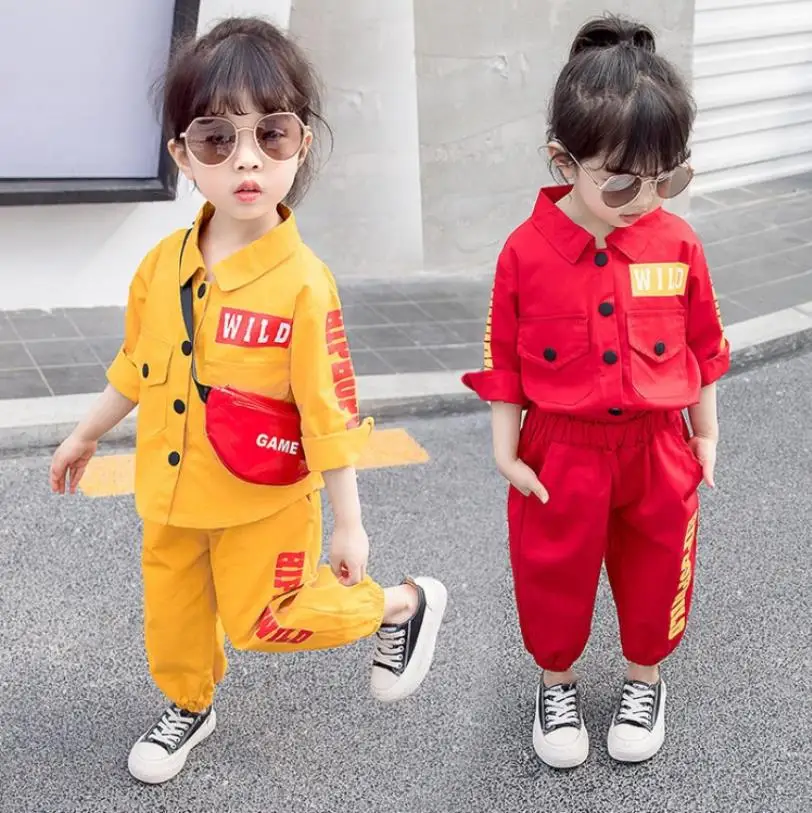 

Baby girls spring autumn new letter print sets for children girls and boys Unisex kids long sleeve + trousers 2pcs suit ws388