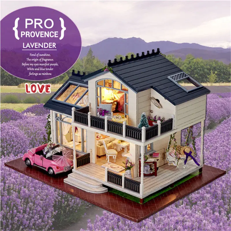 Music LED Light Miniature Doll House Provence Dollhouse DIY Kit Wooden House Model Toy with Furniture Birthday Christmas Gifts Music LED Light Miniature Doll House Provence Dollhouse DIY Kit Wooden House Model Toy with Furniture Birthday Christmas Gifts