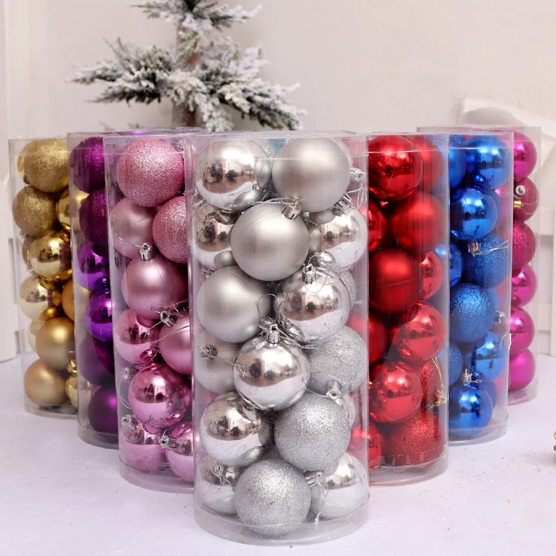 

24 Pcs/Set Glitter Chic Christmas Tree Ball Baubles Xmas Party Wedding Hanging Ornament Christmas Decoration for home market