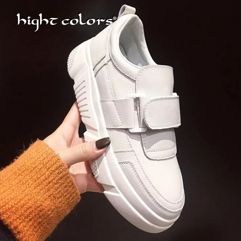 

New 2019 Spring Casual Shoes Women White Platform Shoes Creepers Ladies Flats Shoes Harajuku Creeper Comfortable Shoes T-0506