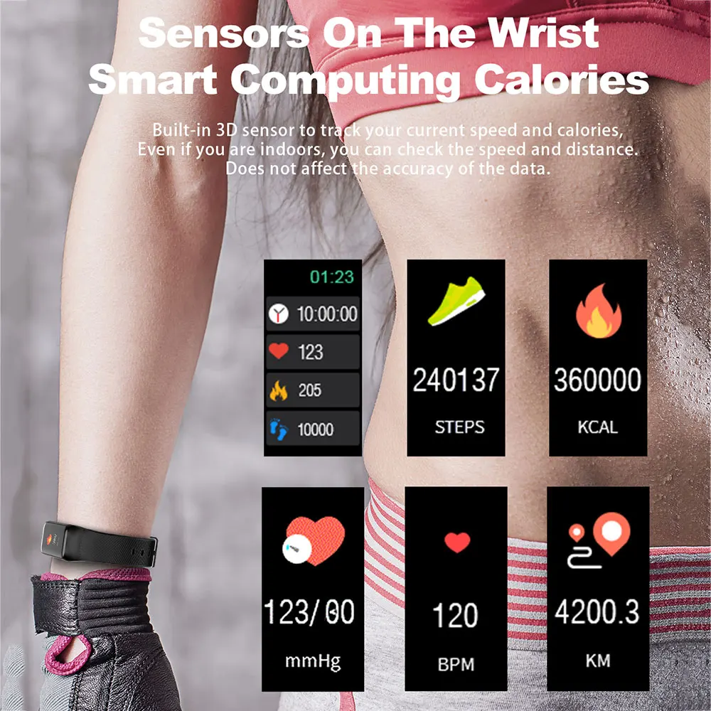 Смарт-браслет, часы с монитором сердечного ритма, водонепроницаемые Смарт-часы, фитнес-трекер, Bluetooth для Android, IOS, для женщин и мужчин