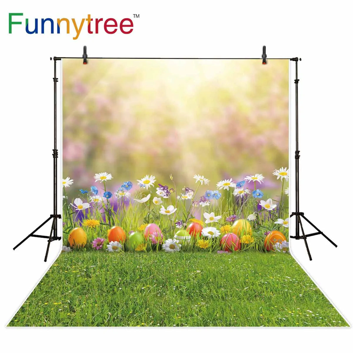 Фон для фотосъемки Funnytree весенние яйца цветы Трава Солнечный свет | Электроника