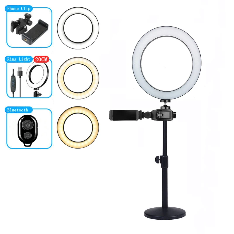 ^*Best Offers Phone Photography Shooting Table Desktop Bracket Stand Photo Studio 20cm LED Beauty Adjustable Fill Ring Light Live Video Kit ^*Best Offers Phone Photography Shooting Table Desktop Bracket Stand Photo Studio 20cm LED Beauty Adjustable Fill Ring Light Live Video Kit