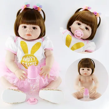 

23inch Full Silicone Body Reborn Baby Doll Toys Lifelike 55cm Princess Newborn Girl Babies Doll kids birthday play house baby