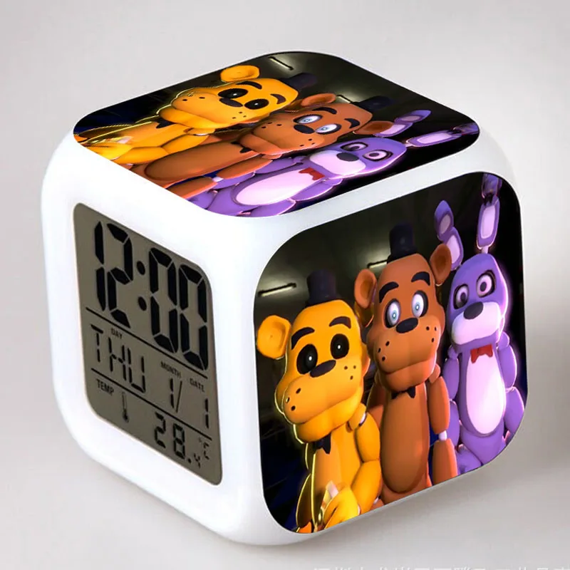 В наличии Five Nights At Freddy's пять ночей светодиодный Будильник с рисунком персонажей