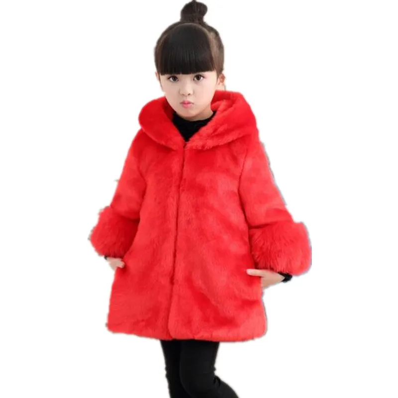Furry 2018 Baby Girls Long Sleeve Autumn Winter Wedding Faux Fur Coat Soft Party Kids Hooded Cotton Single-breasted OutwearN262 | Детская