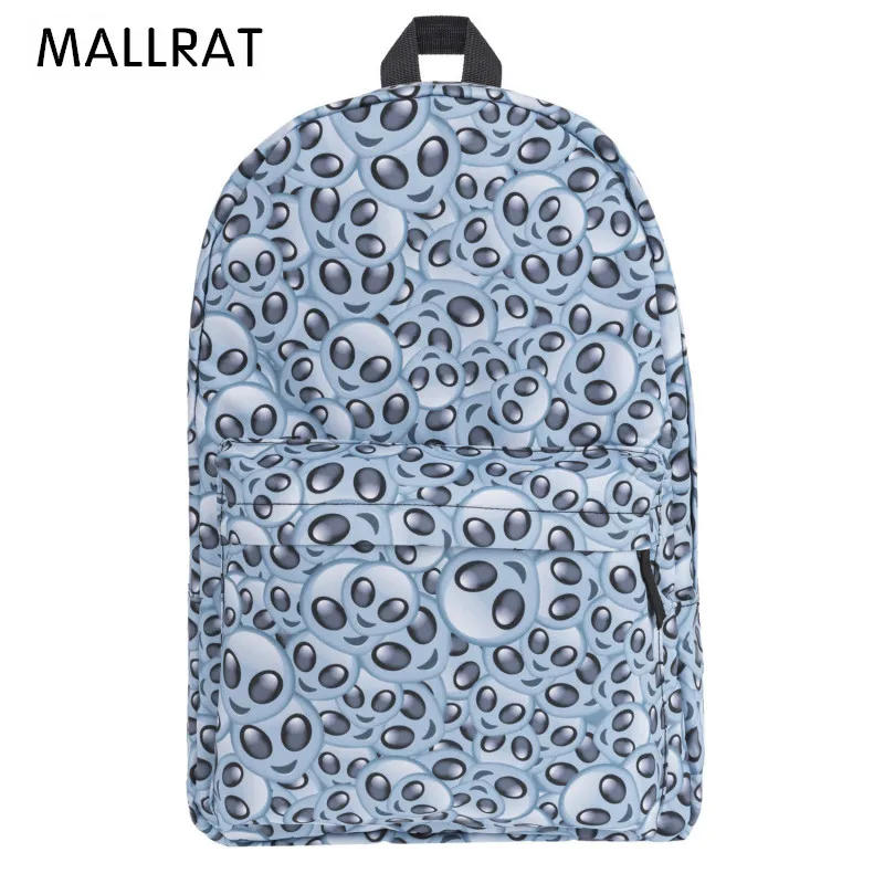Mallrat Alien emoji крем 3D печати рюкзак Mochila Рюкзаки для подростков Обувь девочек SAC DOS |