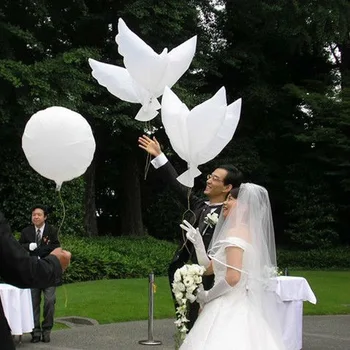 

Free shipping 100pcs/lot white bio dove pigeons bird helium balloons wedding/party event decorations size 105*45cm