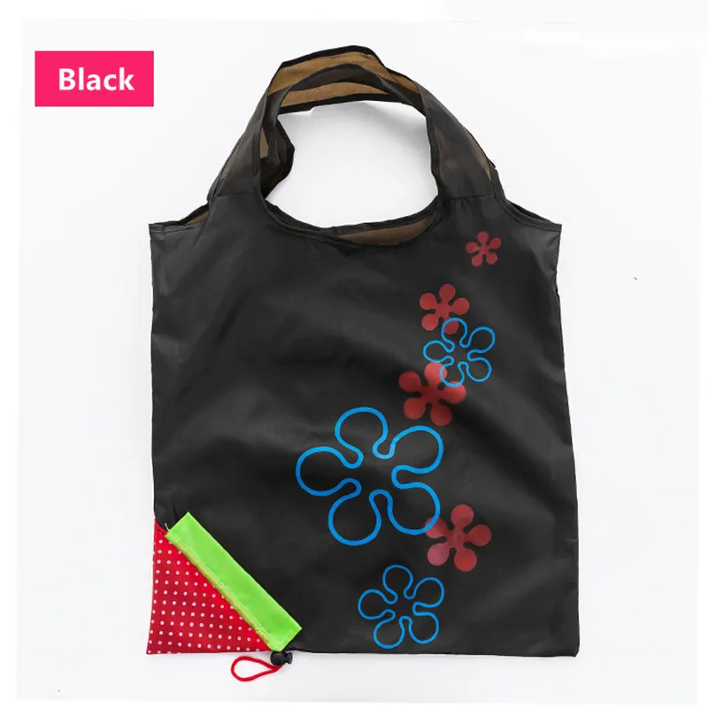 Горячая креативная Экологичная сумка для хранения сумка клубника складные сумки многоразового использования для покупок складной продуктовый нейлон эко-сумка 1 шт - Цвет: Black