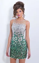 Dressgirl Luxuriöse Cocktailkleider 2017 Mantel Green Wulstige Kristalle Open Back Short Mini Homecoming Kleider