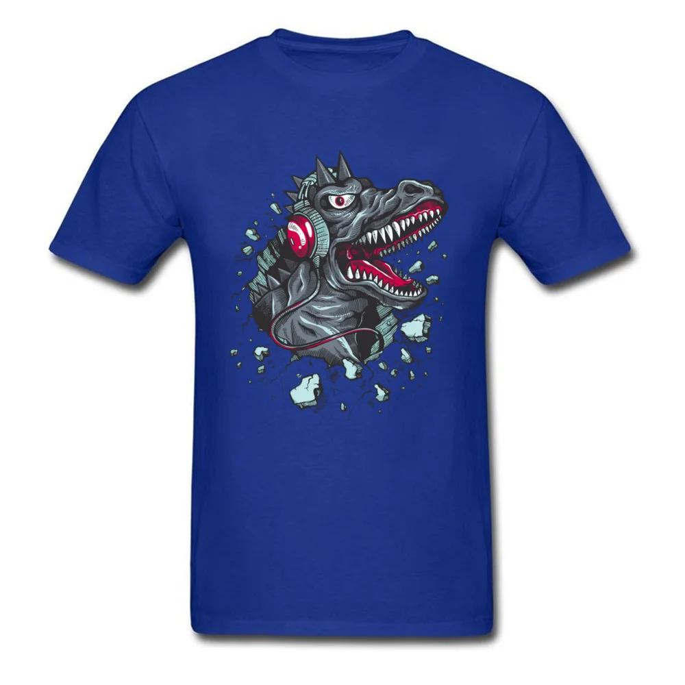 Funny Music Dino Tops Shirt for Boys Funny Fall Crewneck 100% Cotton Short Sleeve T-Shirt Design Tee Shirts Drop Shipping Music Dino blue