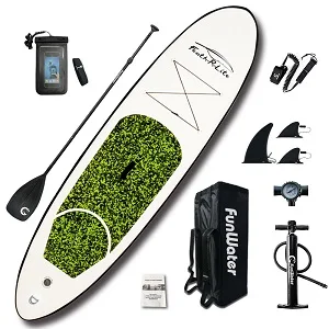 FunWater 305*74*10 см Надувное весло-весла для серфинга baord sup Paddle - Цвет: Зеленый