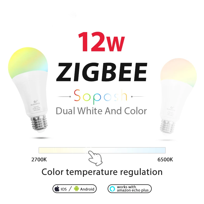 WASEDA двойной белый и цвет 12 Вт светодиодный лампочка ZigBee RGB светильник ww/cw AC100 240V zibe