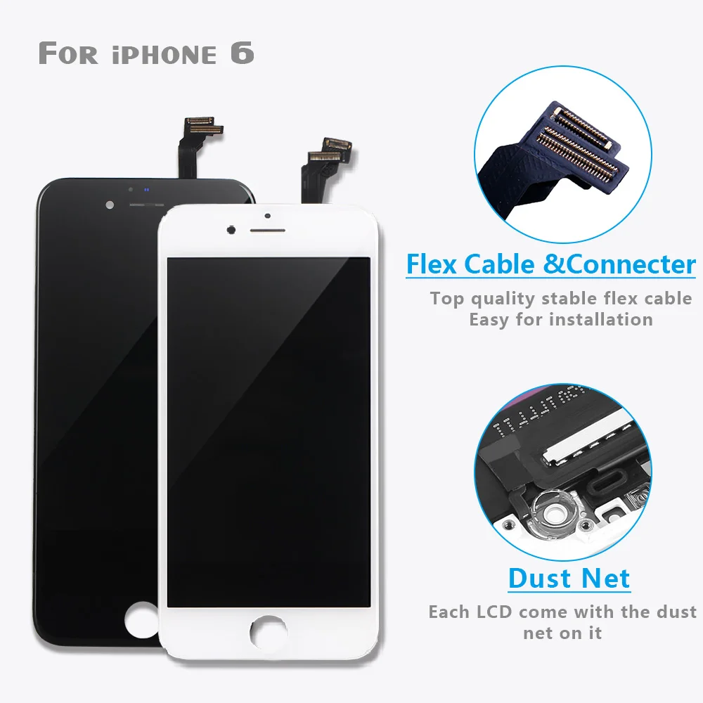 Цена 4,7 дюймов AAAA lcd для iPhone 6 дисплей кодирующий преобразователь сенсорного экрана в сборе для iPhone 6 6G A1549 A1586 A1589 Замена ЖК экрана