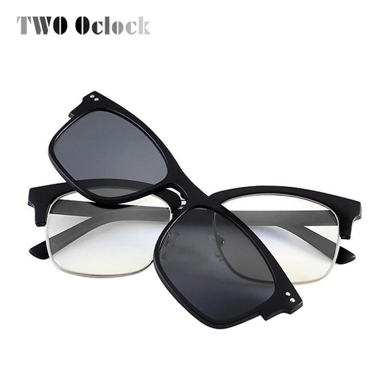 

TWO Oclock Multi-Clips Eyewear Magnetic Clip On Sunglasses Men Women Polarized TR90 Square Optical Myopia Eyeglass Frame L2275