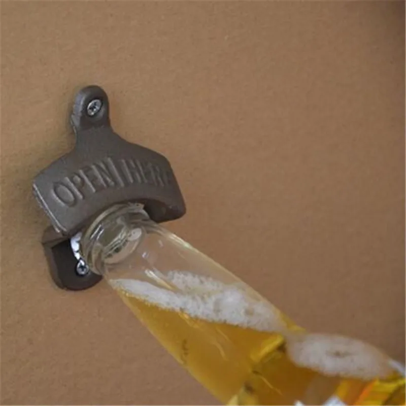 Креативная металлическая железная настенная открывалка для бутылок с двумя Srews барными аксессуарами AKUHOME