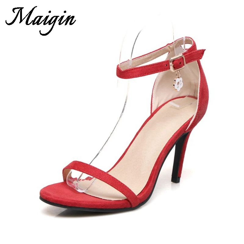 Maigin 2018 Summer High Heels Sandals Open Toe Thin Heels Ladies Sandals Buckle Strap Footwear Woman Hot Sale Party Shoes