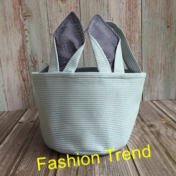 

200pcs/lot 2019 New Arrival Monogrammed Seersucker Easter Bucket easter bunny baskets.