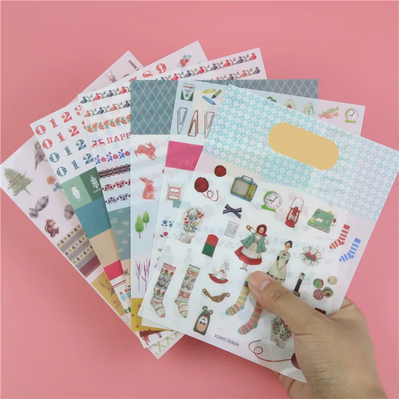 

6 Pcs / Pack Direct Selling New Iconic Second Season Colorful Geometric Animal Diary Stickers