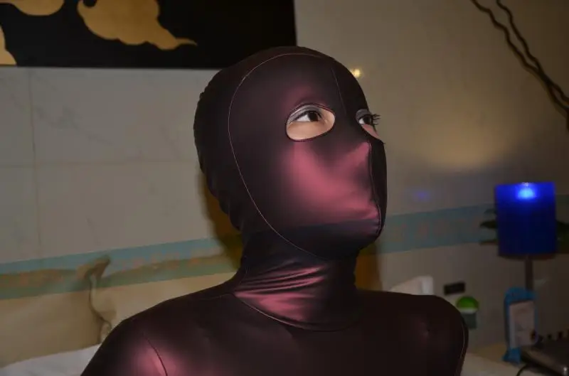 Luxurious Customized New Arrival Dark Purple Lycra Spandex Fetish Zentai Suits Original second PU leather suits Halloween