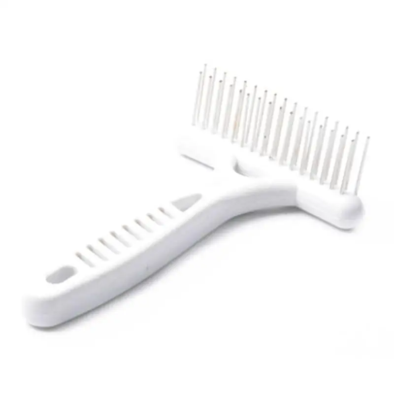 White Rake Comb for Dogs Brush Short Long Hair Fur Shedding Remove Cat