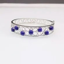 Fidelity натуральный 6 мм браслеты из серебра 925 пробы, Модные полые Ювелирные украшения для женщин, вечерние браслеты с натуральным голубым драгоценным камнем