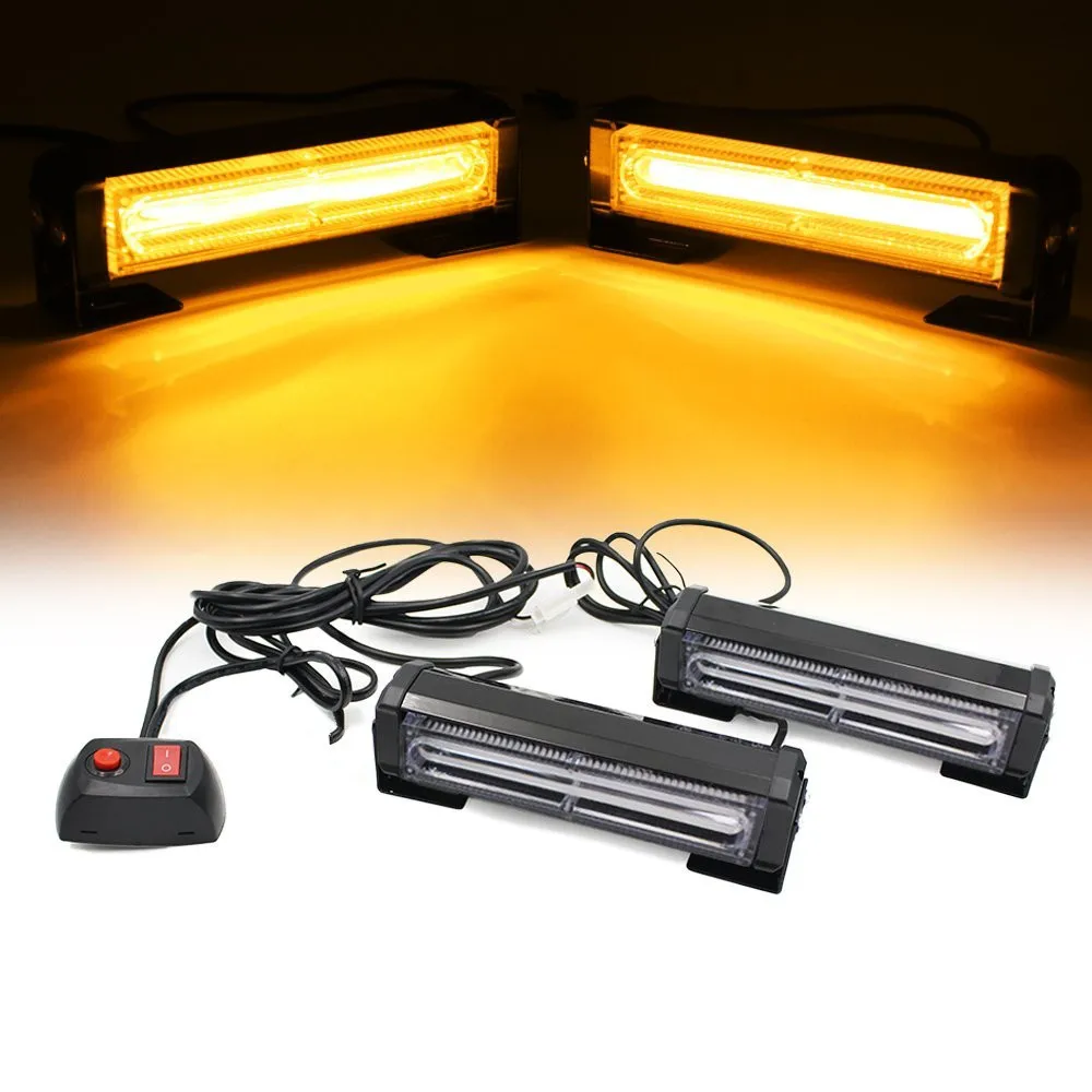 

COB LED Strobe Warning Light Car Grille Flashing Lightbar Truck Car Beacon Lamp Amber Red Blue Emergency Traffic light 12V