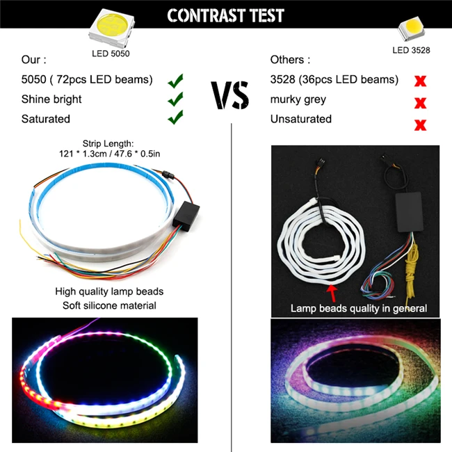 OKEEN 47,6 дюймов RGB красочный струящийся светодиодный фонарь для багажника автомобиля динамические шоры светодиодный светильник поворота Задний светильник s светодиодный DRL светильник