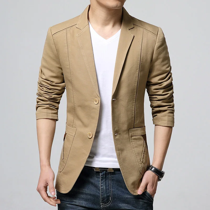 

2018 Autumn Men cotton casual blazer Khaki men's brand military jacket blazers mens suit coat male blazer masculino jackets