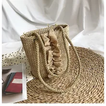 2019 Bohemian Straw Bags for Women Bucket Beach Handbags Summer Vintage Rattan Bag Handmade Kintted Travel Bags Bolsas Female summer travel handbags drawstring basket bag leisuretote hair ball lace bohemian beach bag for women retro handmade straw bags
